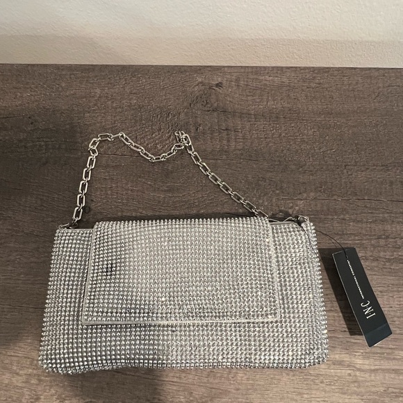 INC International Concepts Handbags - INC International Concepts Silver Rhinestone Clutch